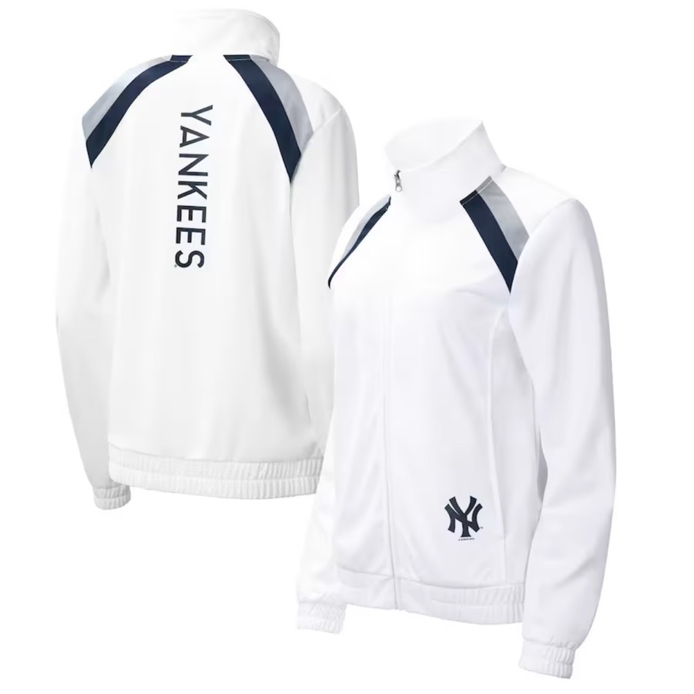 NY Yankees G-III 4Her Red Flag Full-Zip Track Jacket White